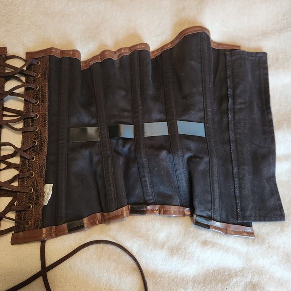 Brown and Brass Steampunk Overbust Corset - Picture 4 of 8